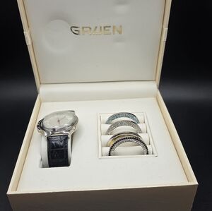 Gruen Women’s Watch Set ⏱️ 4 Interchangeable Crystal Bezels